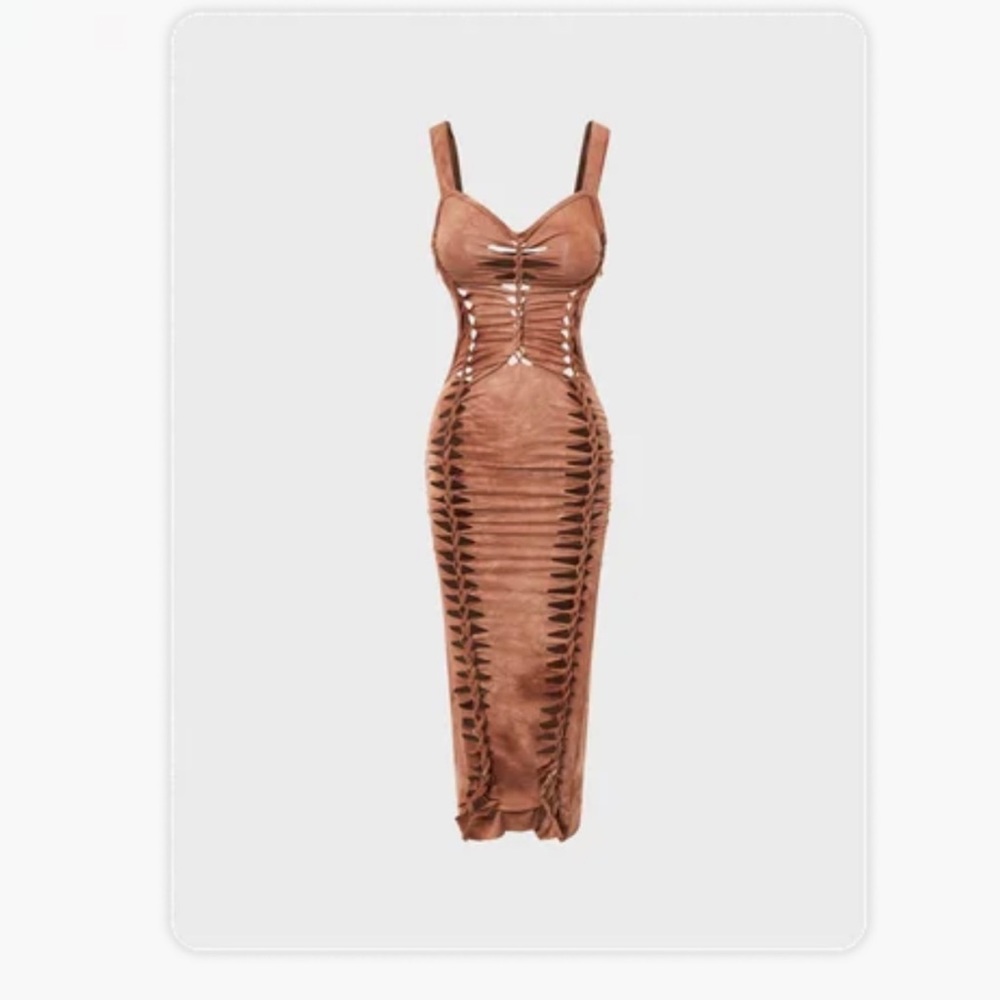Kolly Y2K brown midi dress NWT